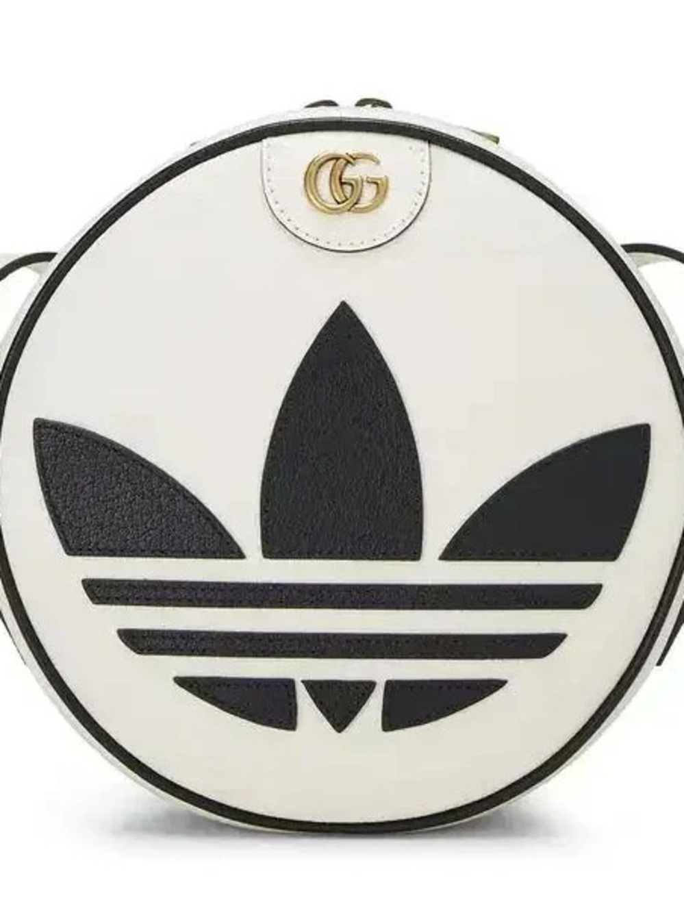 Gucci White and Black Round Logo Crossbody Bag with Gold GG